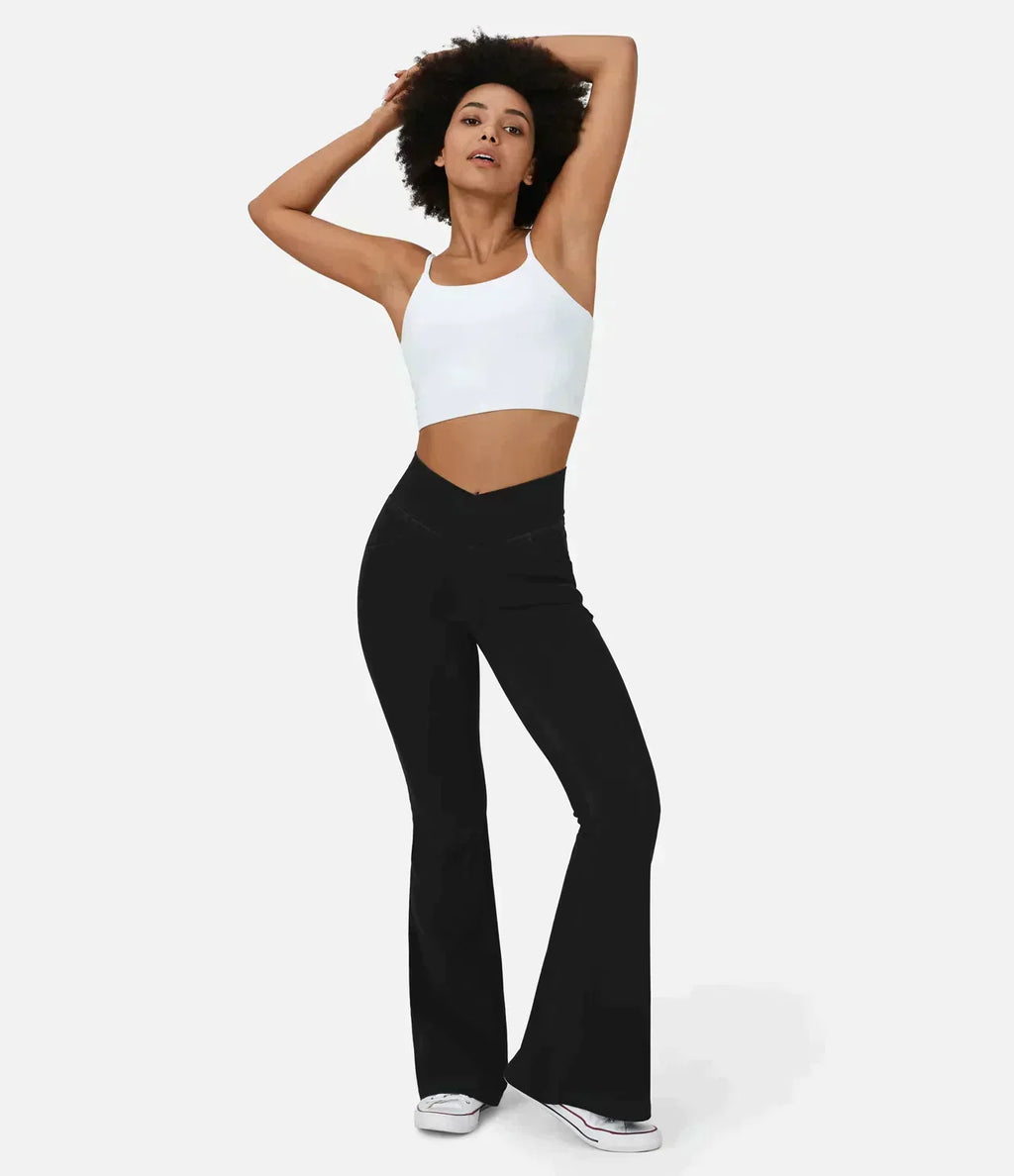Women's High-Waist Bootcut Jeans with Stretch and Pockets