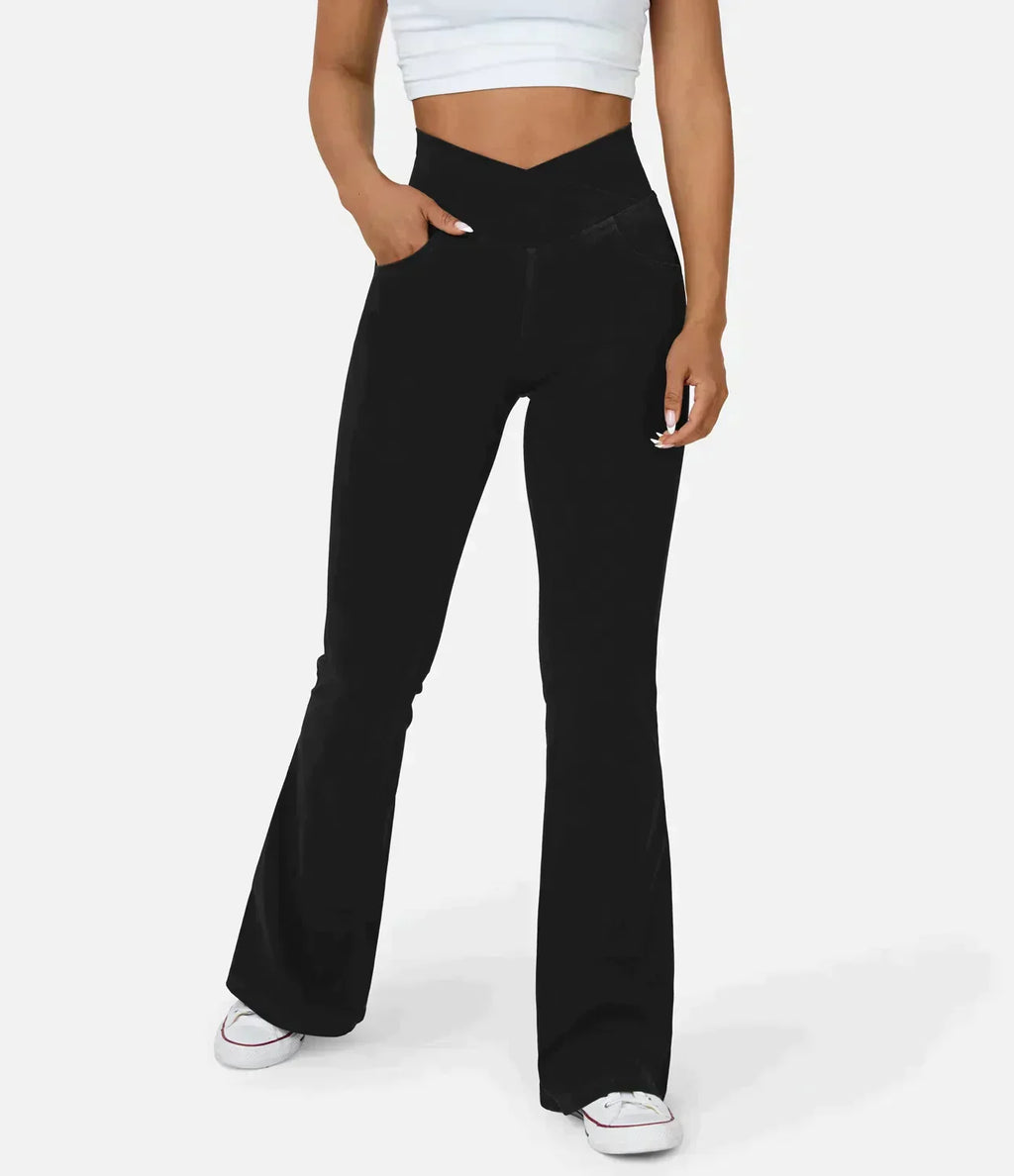 Women's High-Waist Bootcut Jeans with Stretch and Pockets