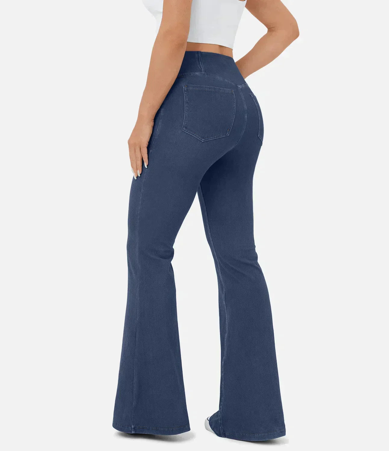 Women's High-Waist Bootcut Jeans with Stretch and Pockets