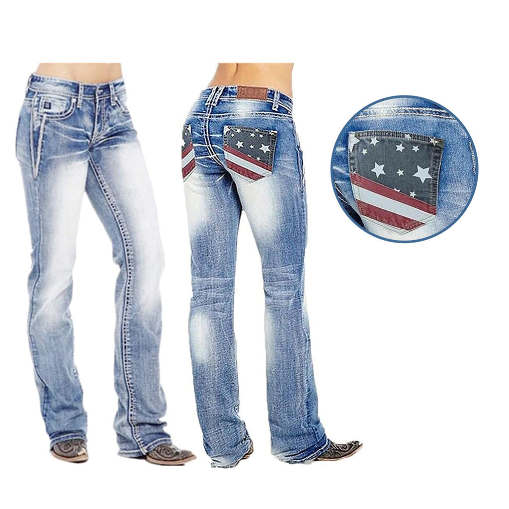 Women's High-Rise Bootcut Stretch Fit Jeans with Back Pockets