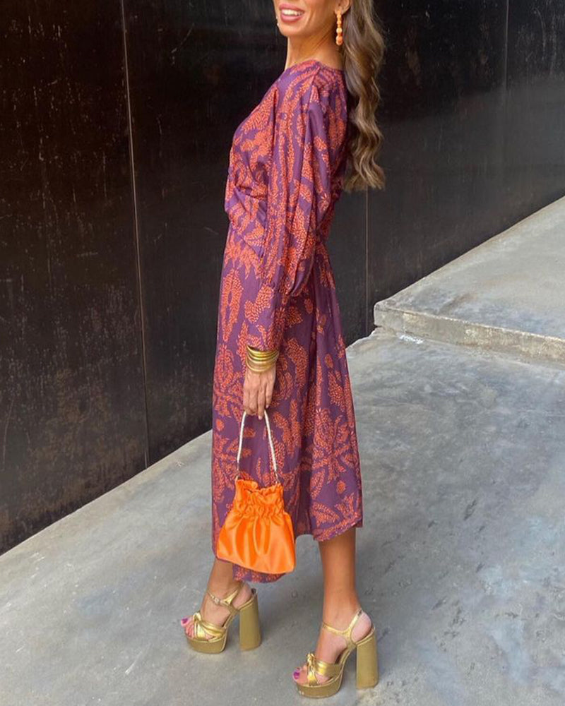 Autumn Wedding Guest V-Neck Maxi Dress with Knot Front Detail