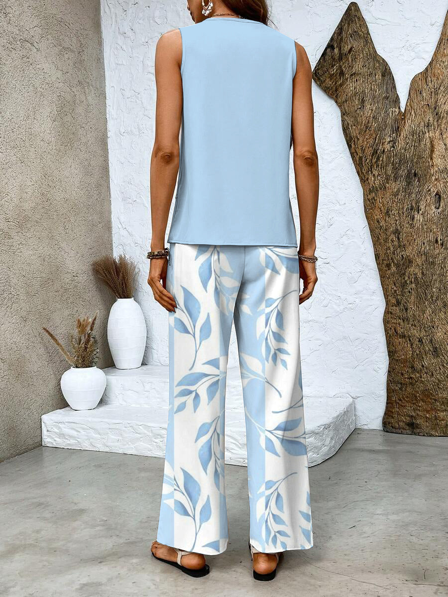 Women's Two-Piece Co-ord Set with Wide-Leg Trousers