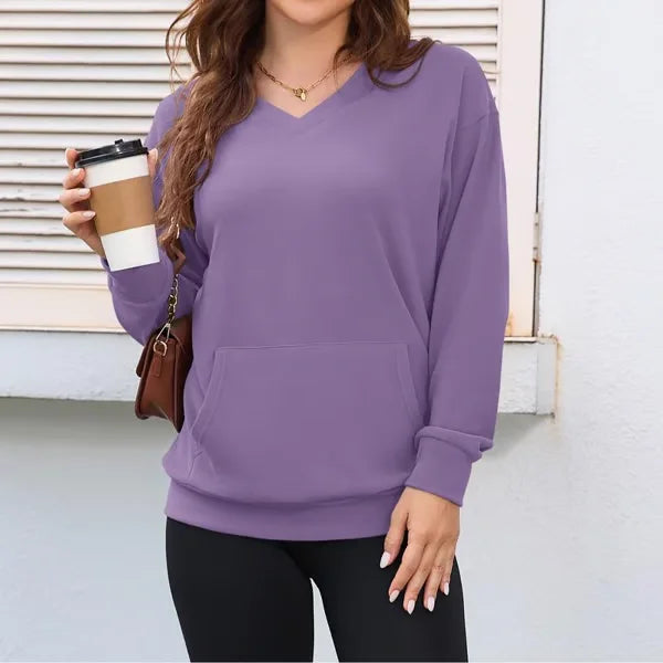 Women's Casual Pullover Jumper with Front Pocket