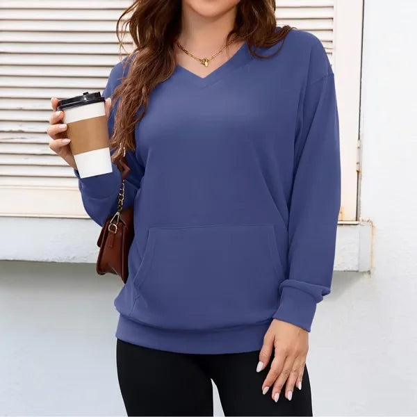 Women's Casual Pullover Jumper with Front Pocket