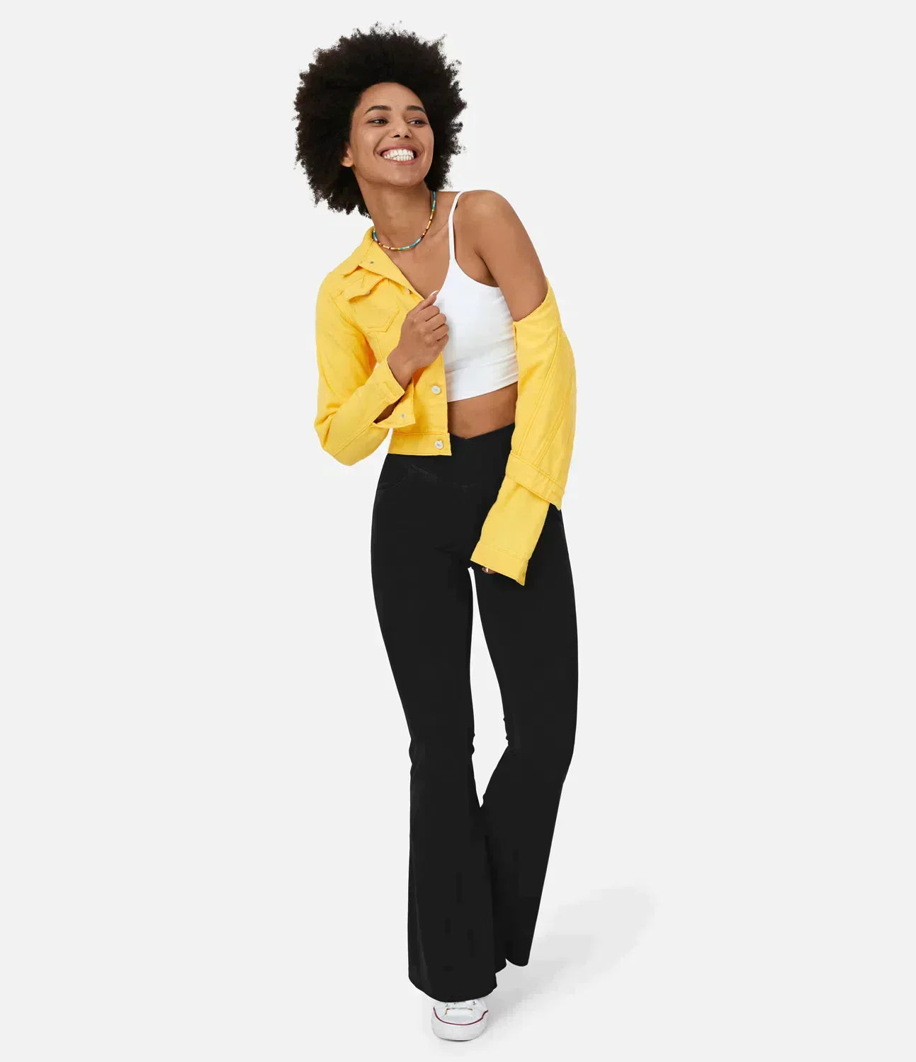 Women's High-Waist Bootcut Jeans with Stretch and Pockets