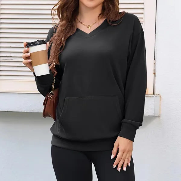 Women's Casual Pullover Jumper with Front Pocket