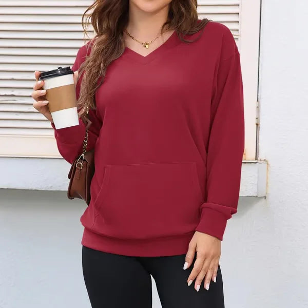 Women's Casual Pullover Jumper with Front Pocket