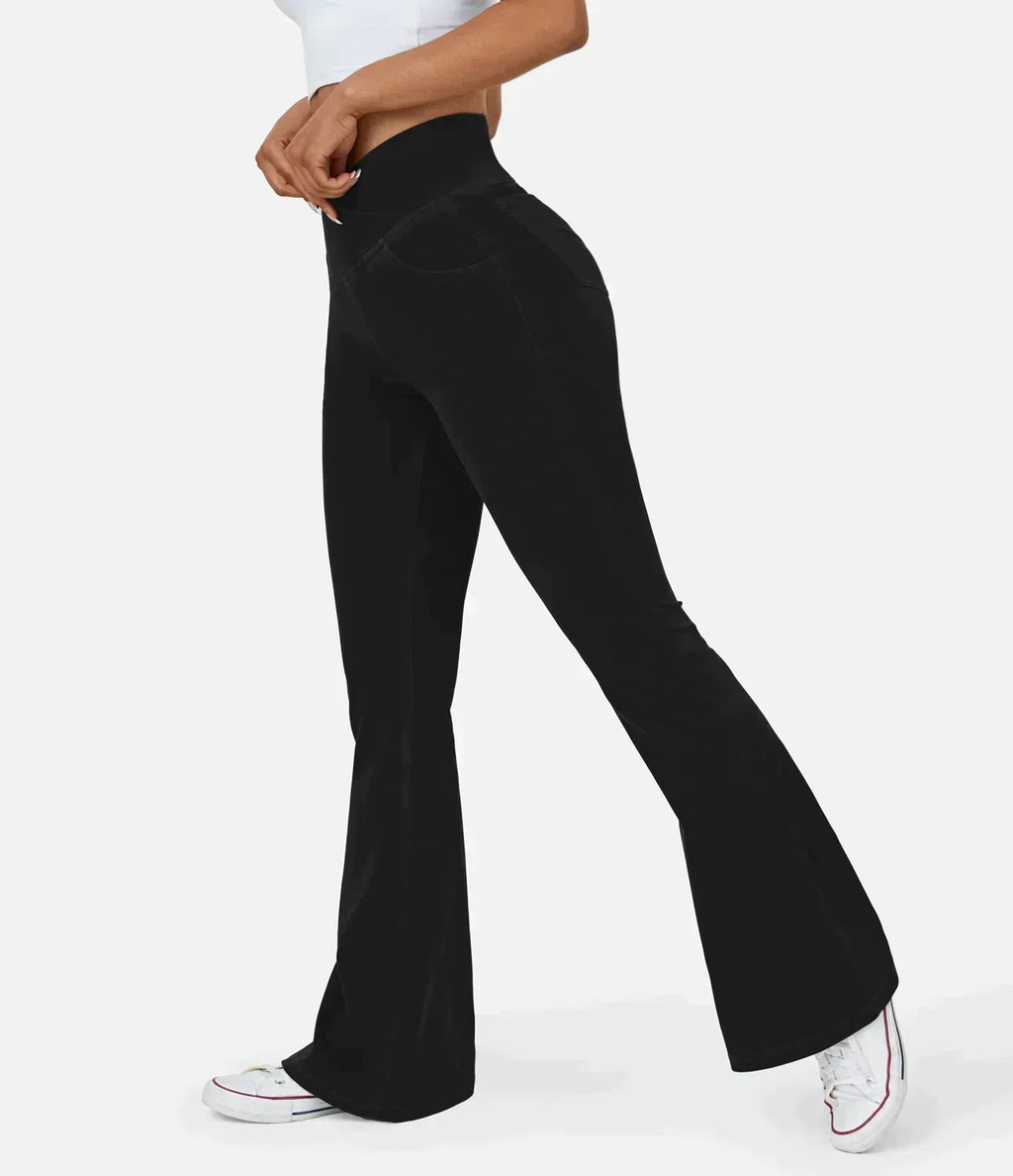 Women's High-Waist Bootcut Jeans with Stretch and Pockets