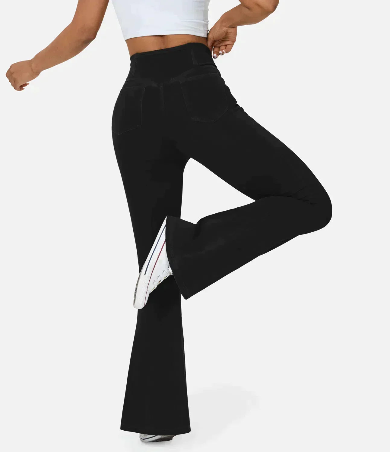 Women's High-Waist Bootcut Jeans with Stretch and Pockets