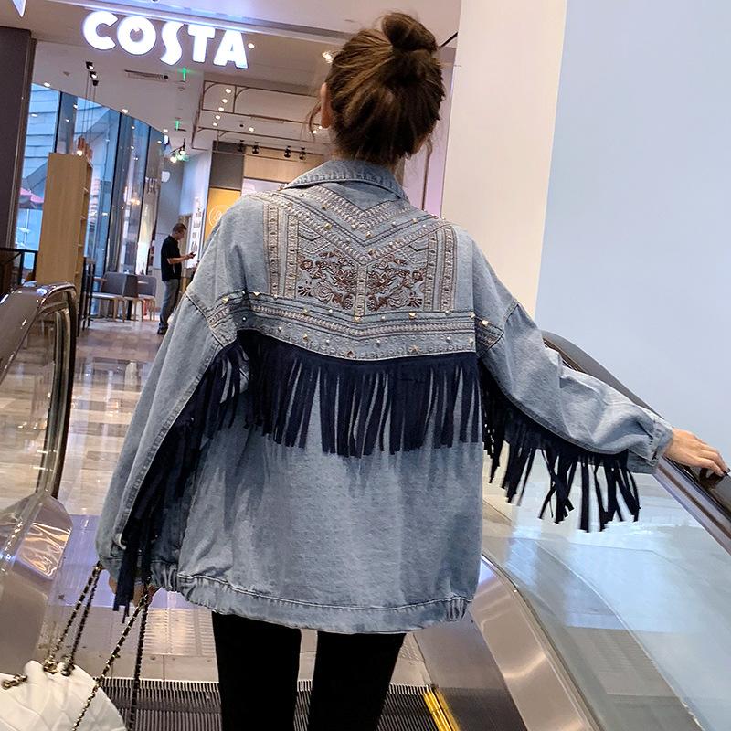 Boho Brooklynn Denim Jacket | A Unique Jacket with Floral Print and Fringes