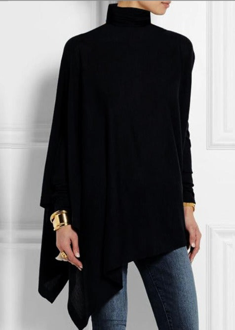 Women's Asymmetric High-Neck Fleece Top with Shoulder Buttons