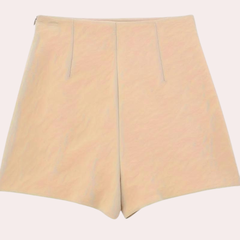 Asymmetrical Women's Shorts with Decorative Buttons – Nerina