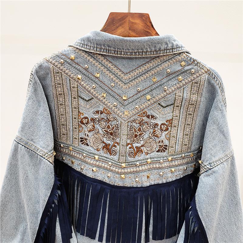 Boho Brooklynn Denim Jacket | A Unique Jacket with Floral Print and Fringes