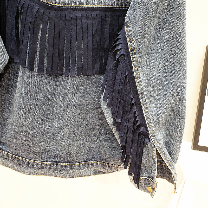 Boho Brooklynn Denim Jacket | A Unique Jacket with Floral Print and Fringes