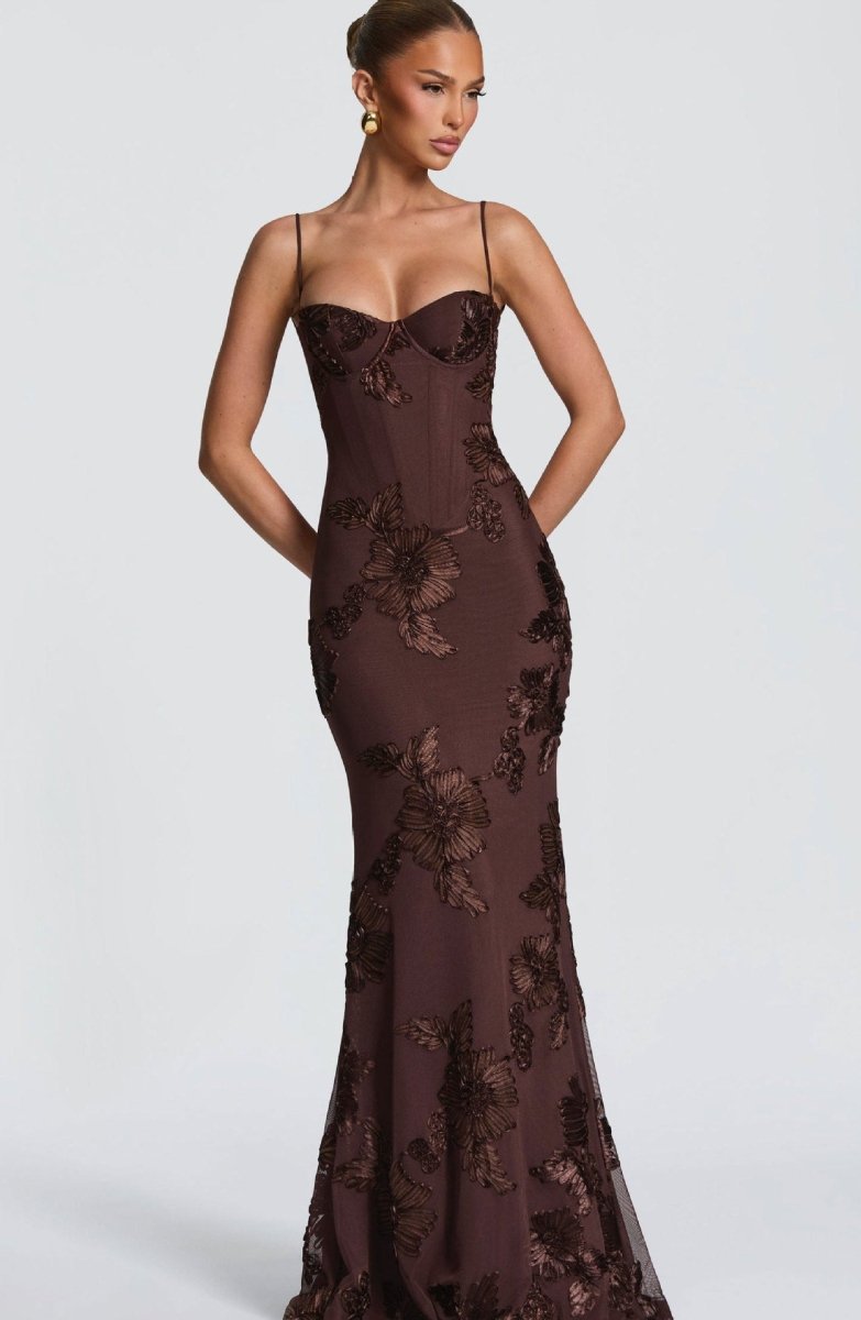 Women's Corset Floral Lace Mermaid Autumn Wedding Guest Dress