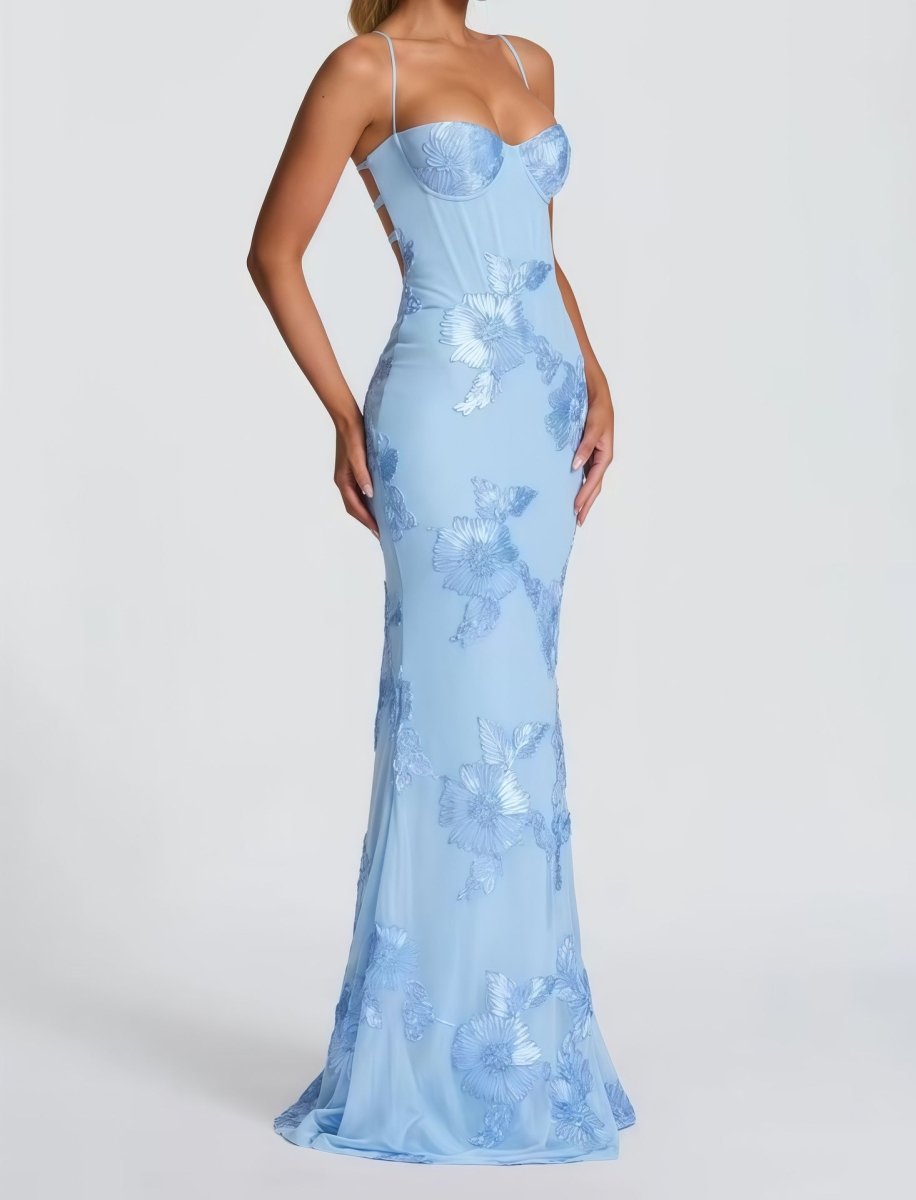 Women's Corset Floral Lace Mermaid Autumn Wedding Guest Dress