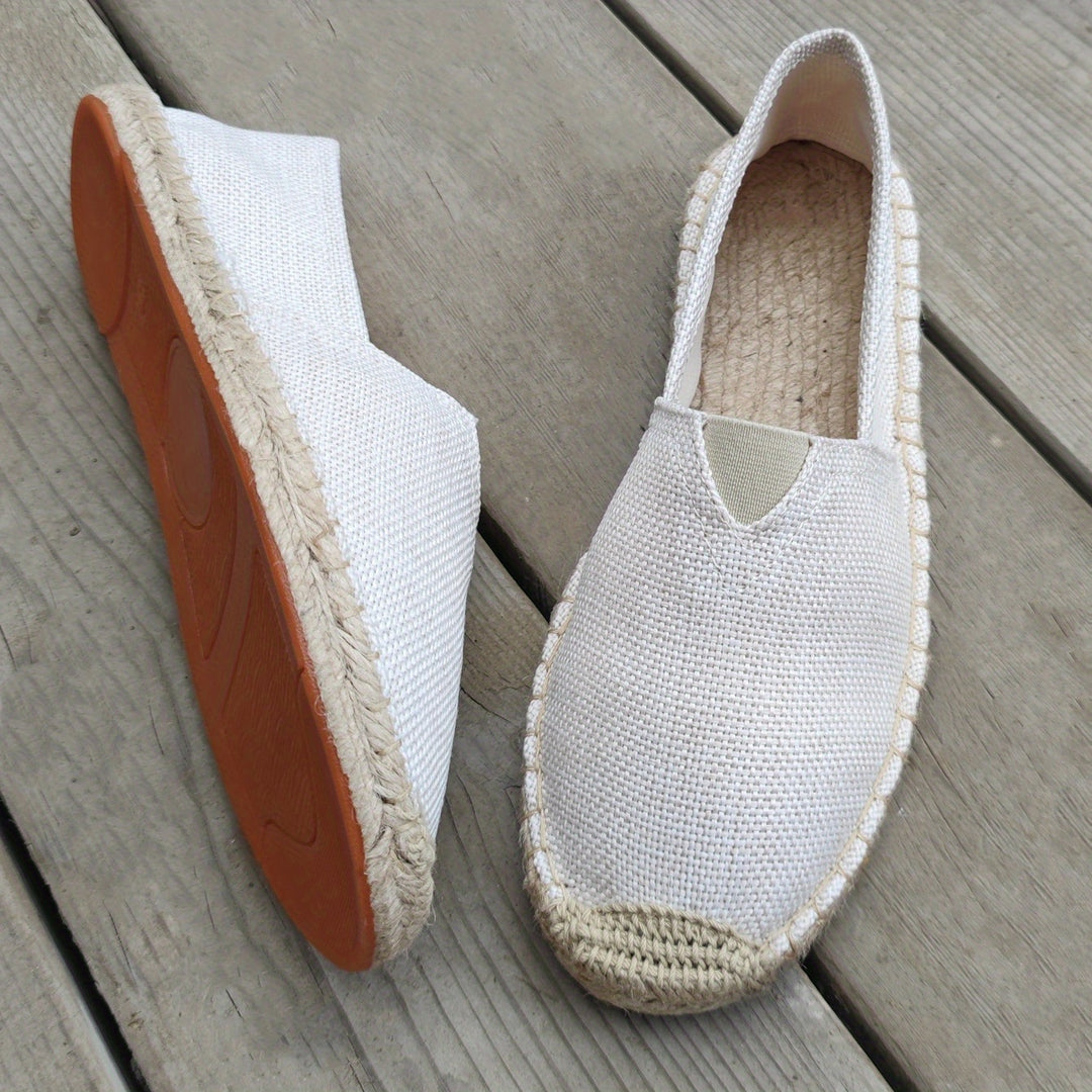 Women's Woven Espadrille Flats with Braided Rope Trim