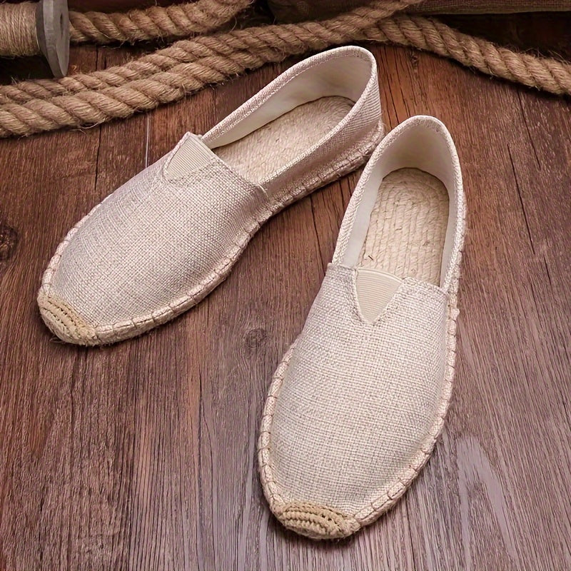 Women's Woven Espadrille Flats with Braided Rope Trim