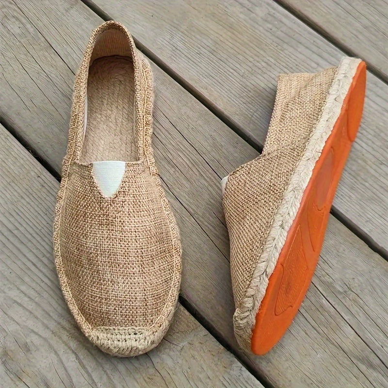 Women's Woven Espadrille Flats with Braided Rope Trim