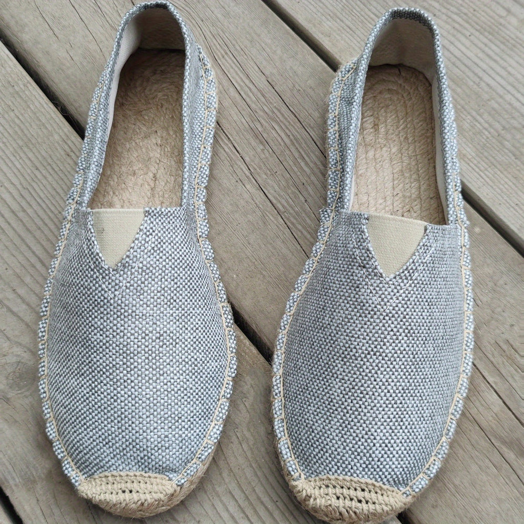 Women's Woven Espadrille Flats with Braided Rope Trim