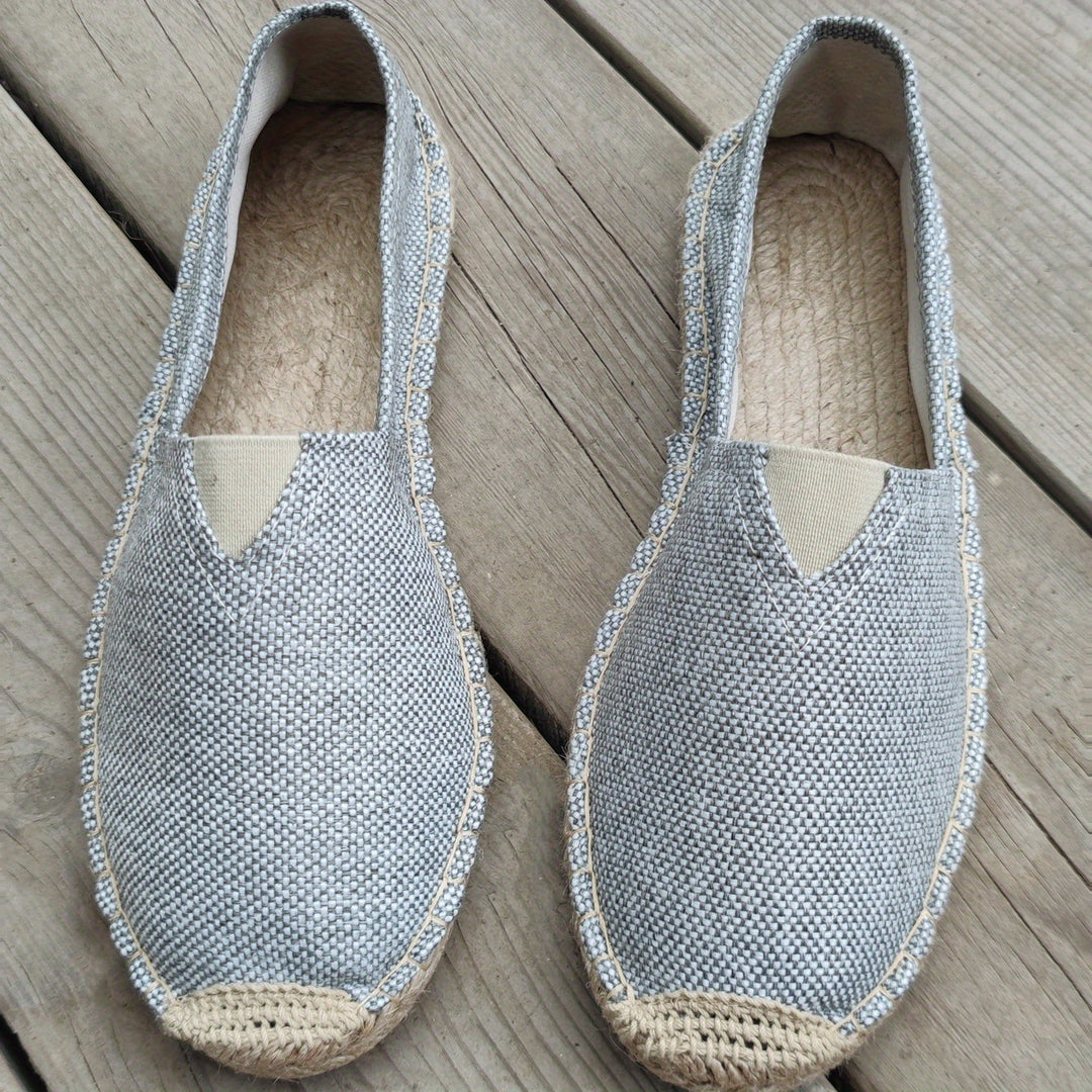 Women's Woven Espadrille Flats with Braided Rope Trim