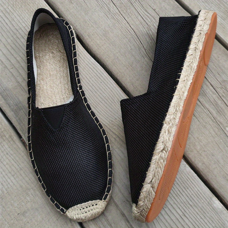 Women's Woven Espadrille Flats with Braided Rope Trim