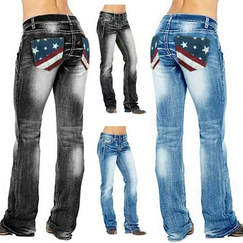 Women's High-Rise Bootcut Stretch Fit Jeans with Back Pockets