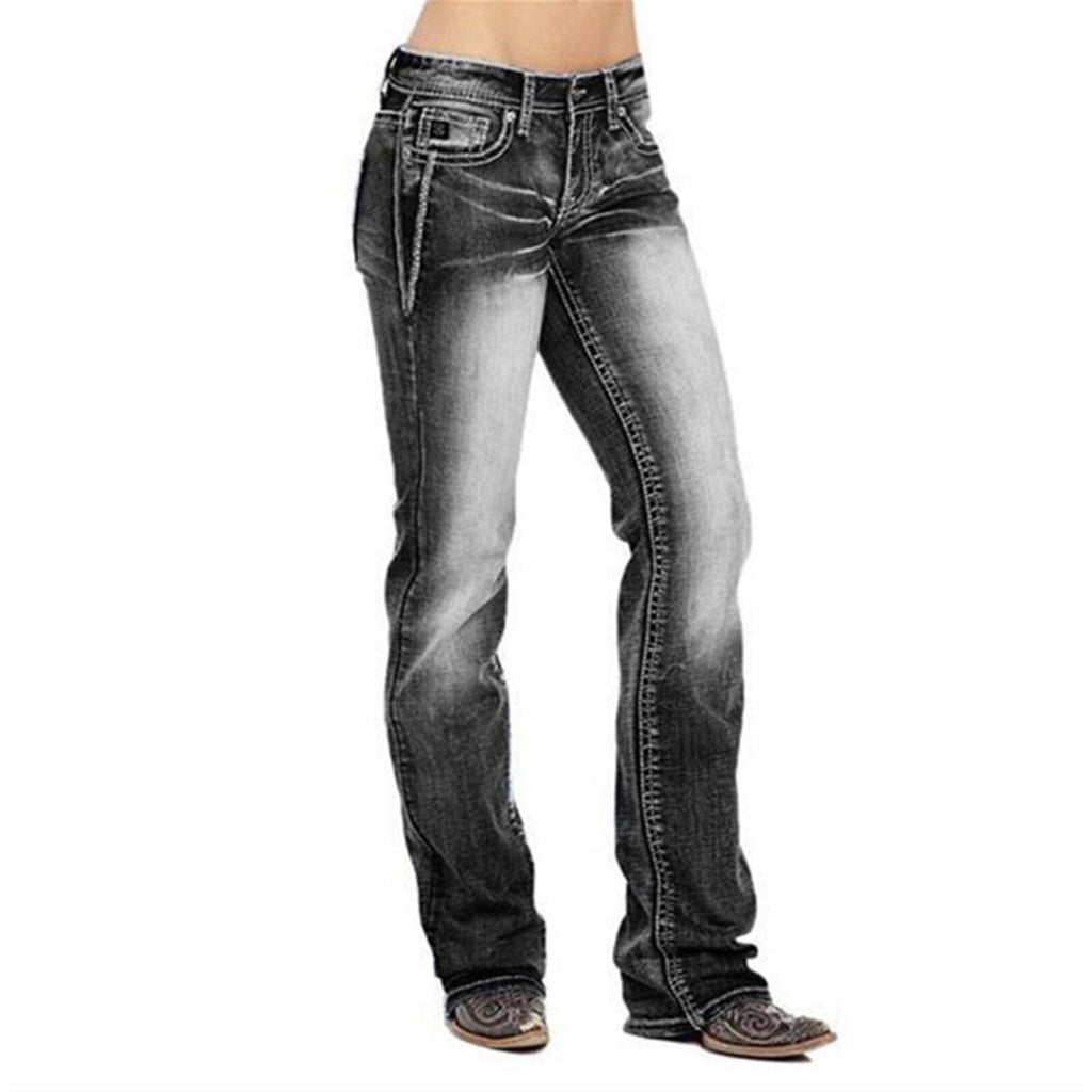 Women's High-Rise Bootcut Stretch Fit Jeans with Back Pockets