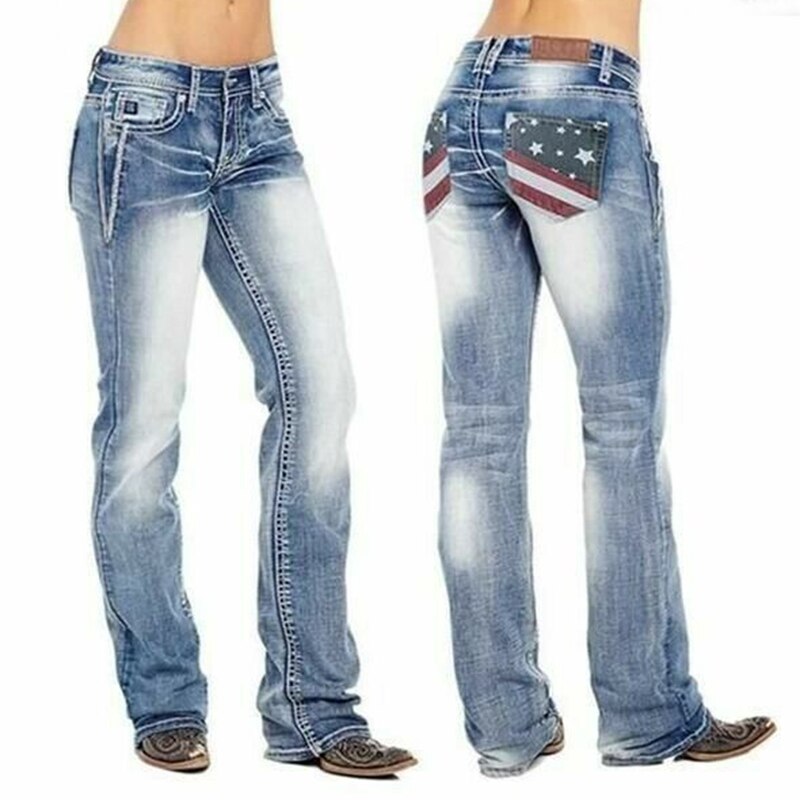 Women's High-Rise Bootcut Stretch Fit Jeans with Back Pockets
