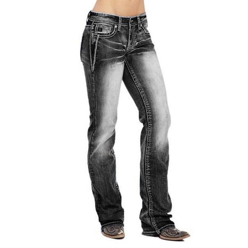 Women's High-Rise Bootcut Stretch Fit Jeans with Back Pockets