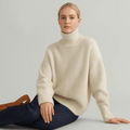 Women's Soft Ribbed Roll Neck Jumper with Relaxed Fit