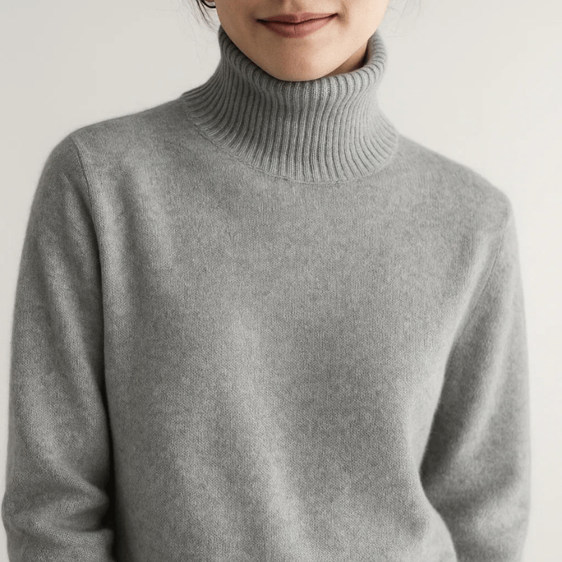 Women's Soft Ribbed Roll Neck Jumper with Relaxed Fit