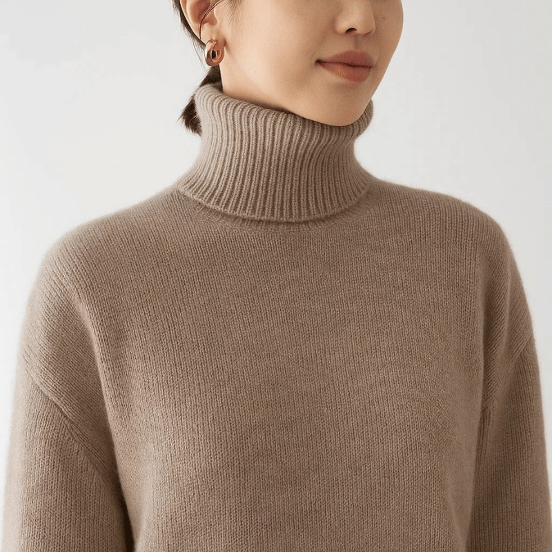 Women's Soft Ribbed Roll Neck Jumper with Relaxed Fit