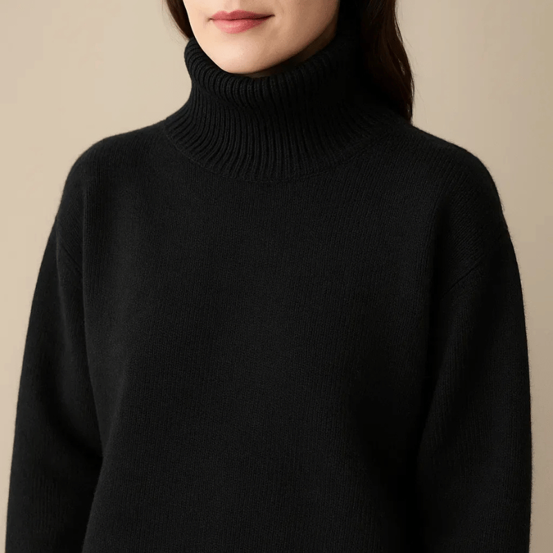 Women's Soft Ribbed Roll Neck Jumper with Relaxed Fit