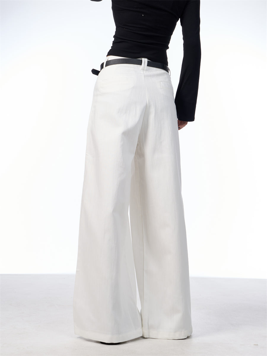 Women's High-Waisted Wide Leg Trousers with Retro Straight Cut