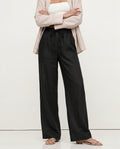 Women's Wide-Leg Linen Trousers with Drawstring Waist and Pockets