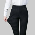 Women's High-Waisted Skinny Striped Stretch Work Trousers