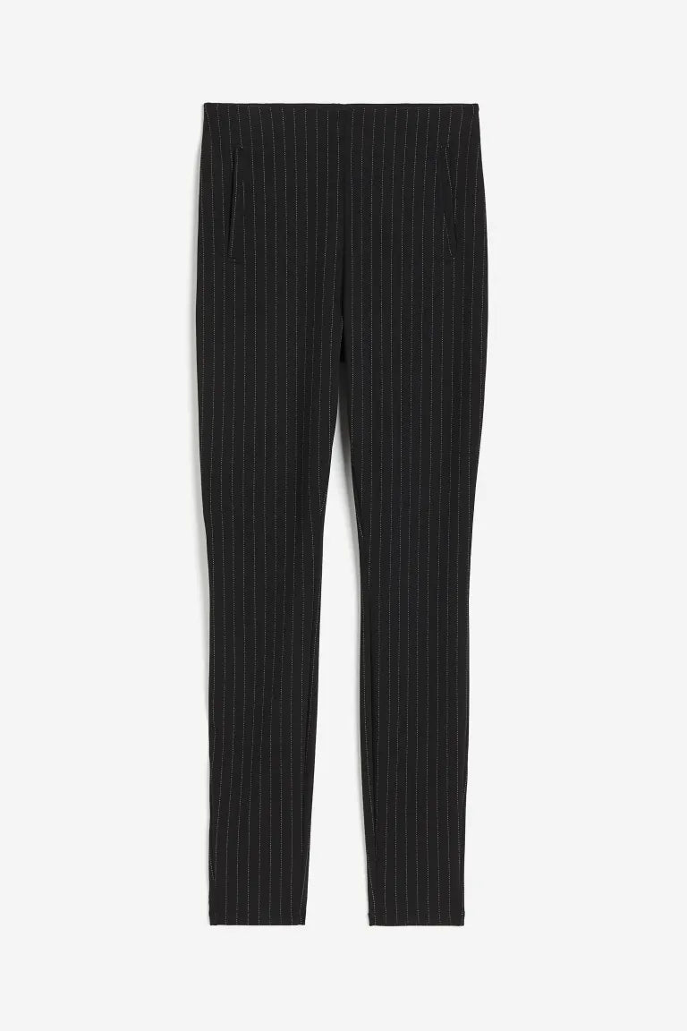 Women's High-Waisted Skinny Striped Stretch Work Trousers