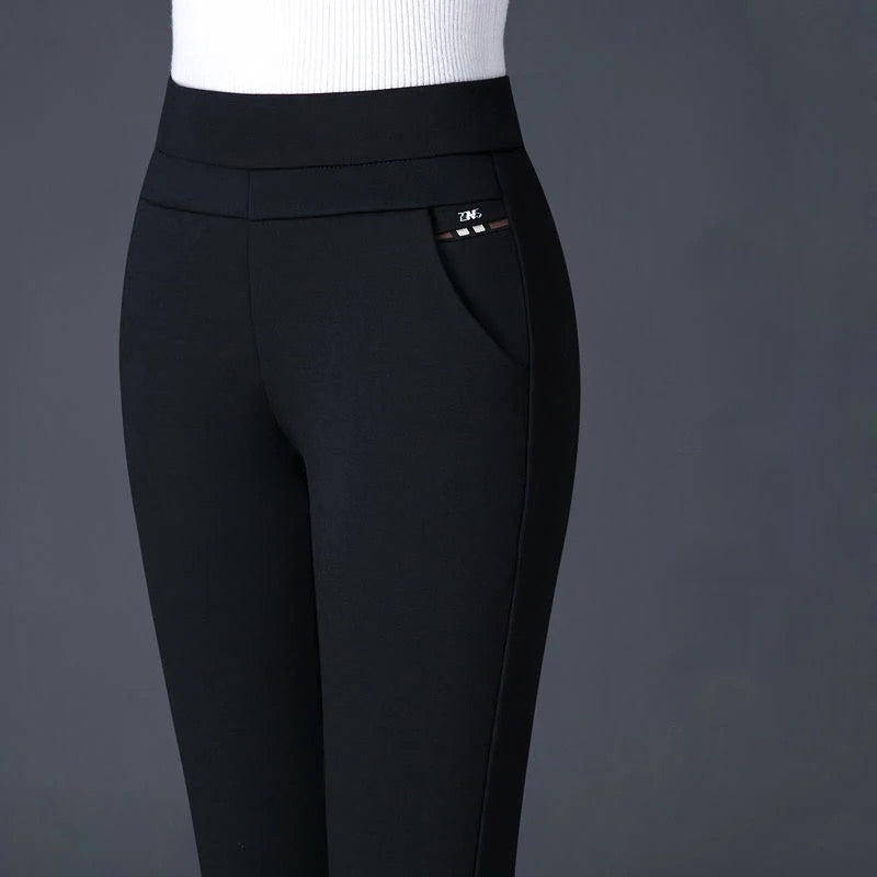 Women's High-Waisted Skinny Striped Stretch Work Trousers
