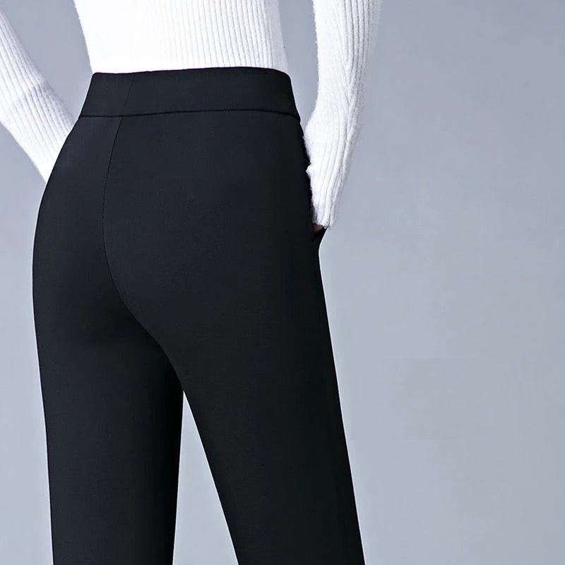 Women's High-Waisted Skinny Striped Stretch Work Trousers