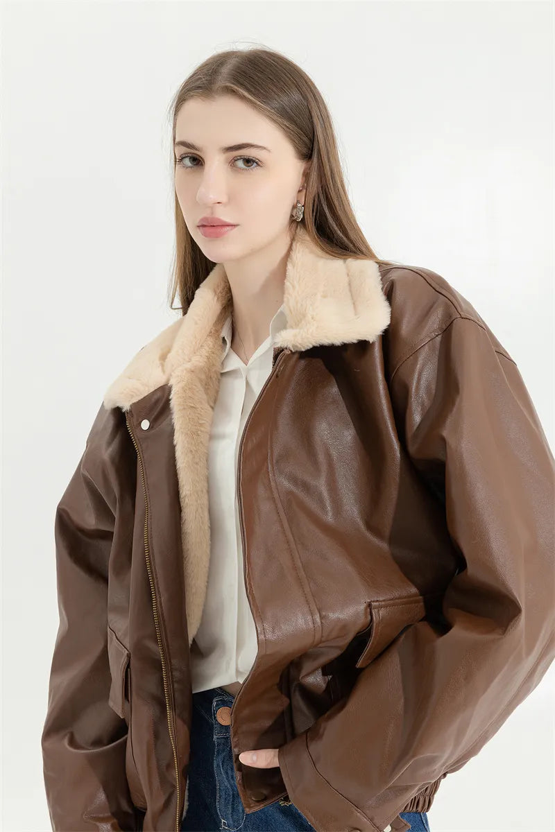 Amanda Leather Winter Coat | Vintage & Stylish