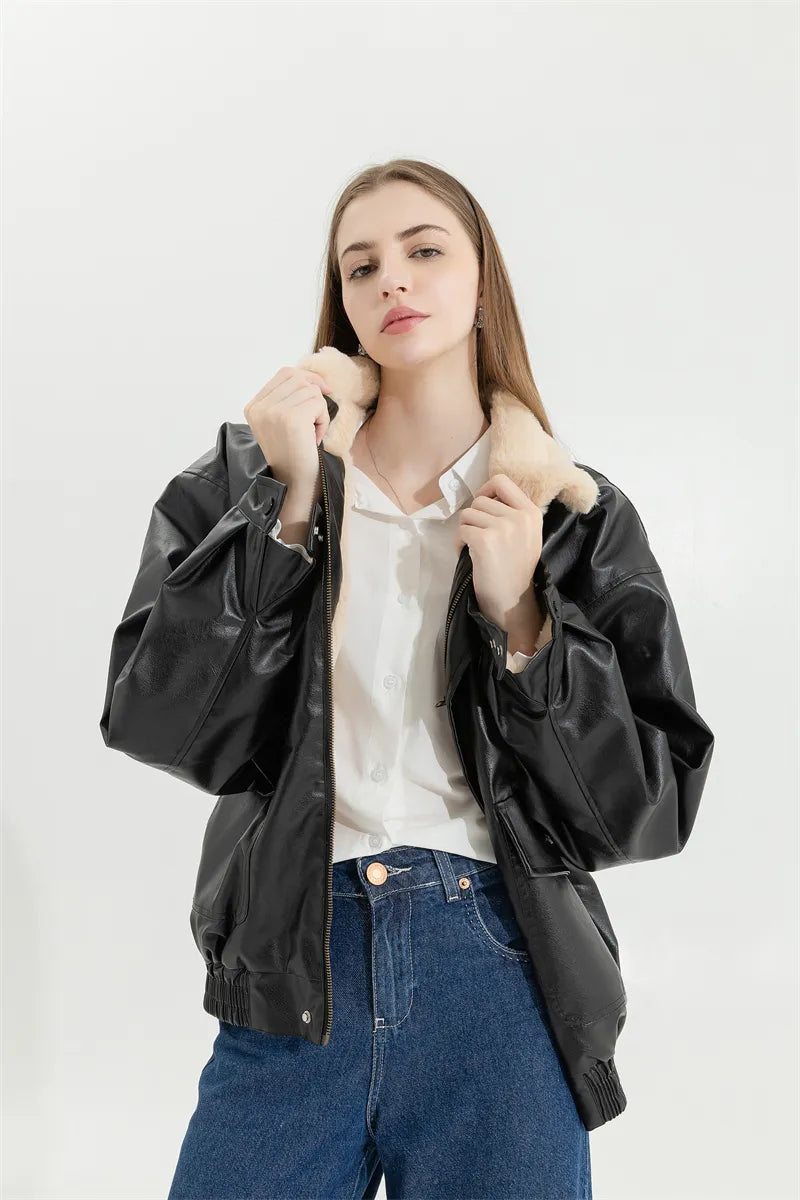 Amanda Leather Winter Coat | Vintage & Stylish