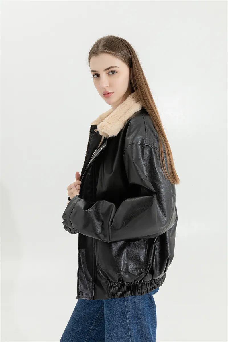 Amanda Leather Winter Coat | Vintage & Stylish