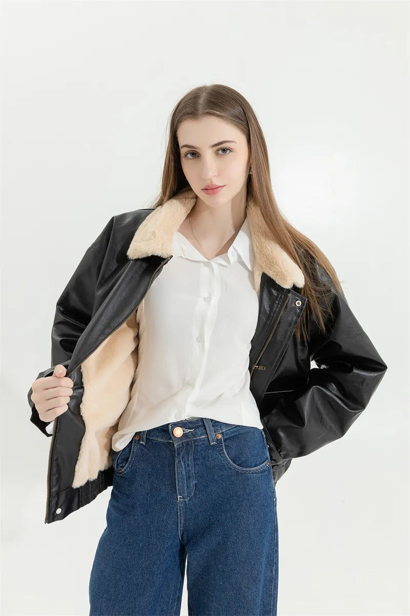 Amanda Leather Winter Coat | Vintage & Stylish
