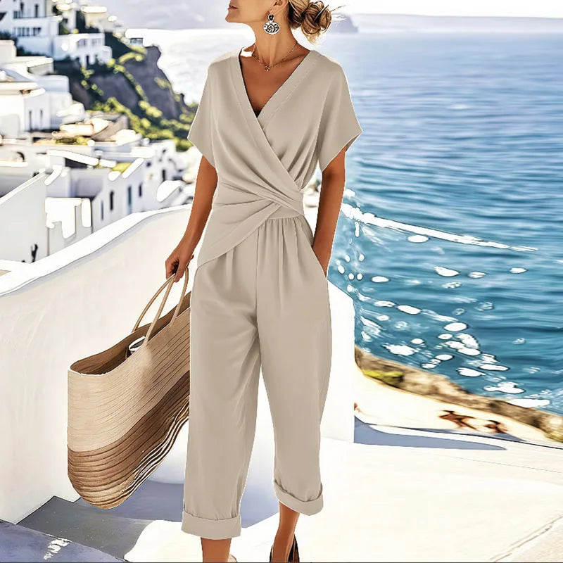 Women's Wrap Top and Wide-Leg Trouser Co-ord Set