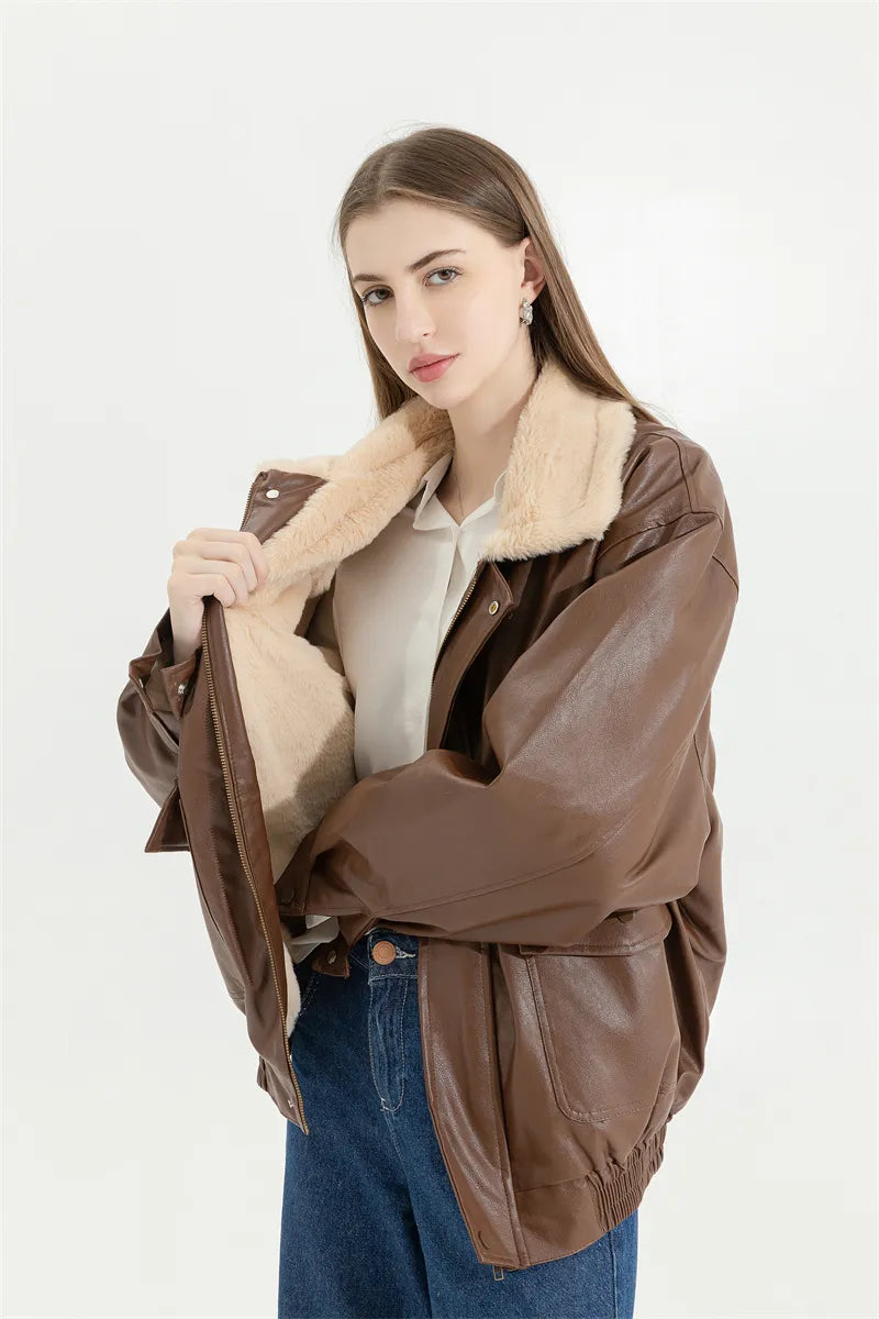 Amanda Leather Winter Coat | Vintage & Stylish