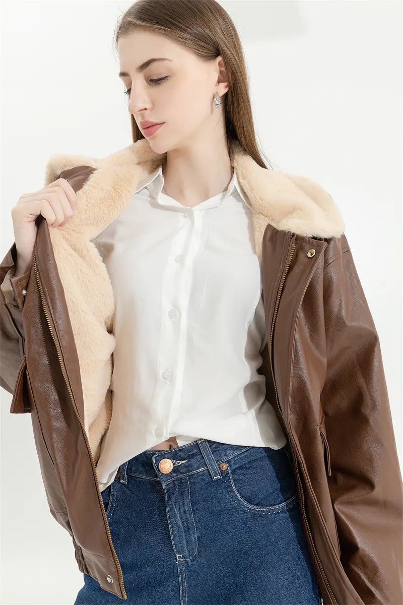 Amanda Leather Winter Coat | Vintage & Stylish