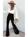 Jewel Premium Velvet Flared Pants Elegant Festival Seasonal Occasion Wear