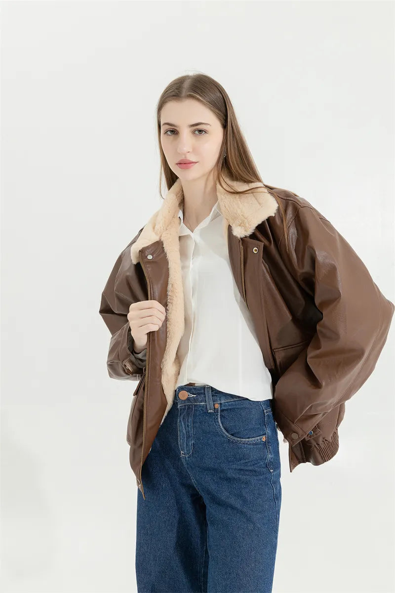 Amanda Leather Winter Coat | Vintage & Stylish