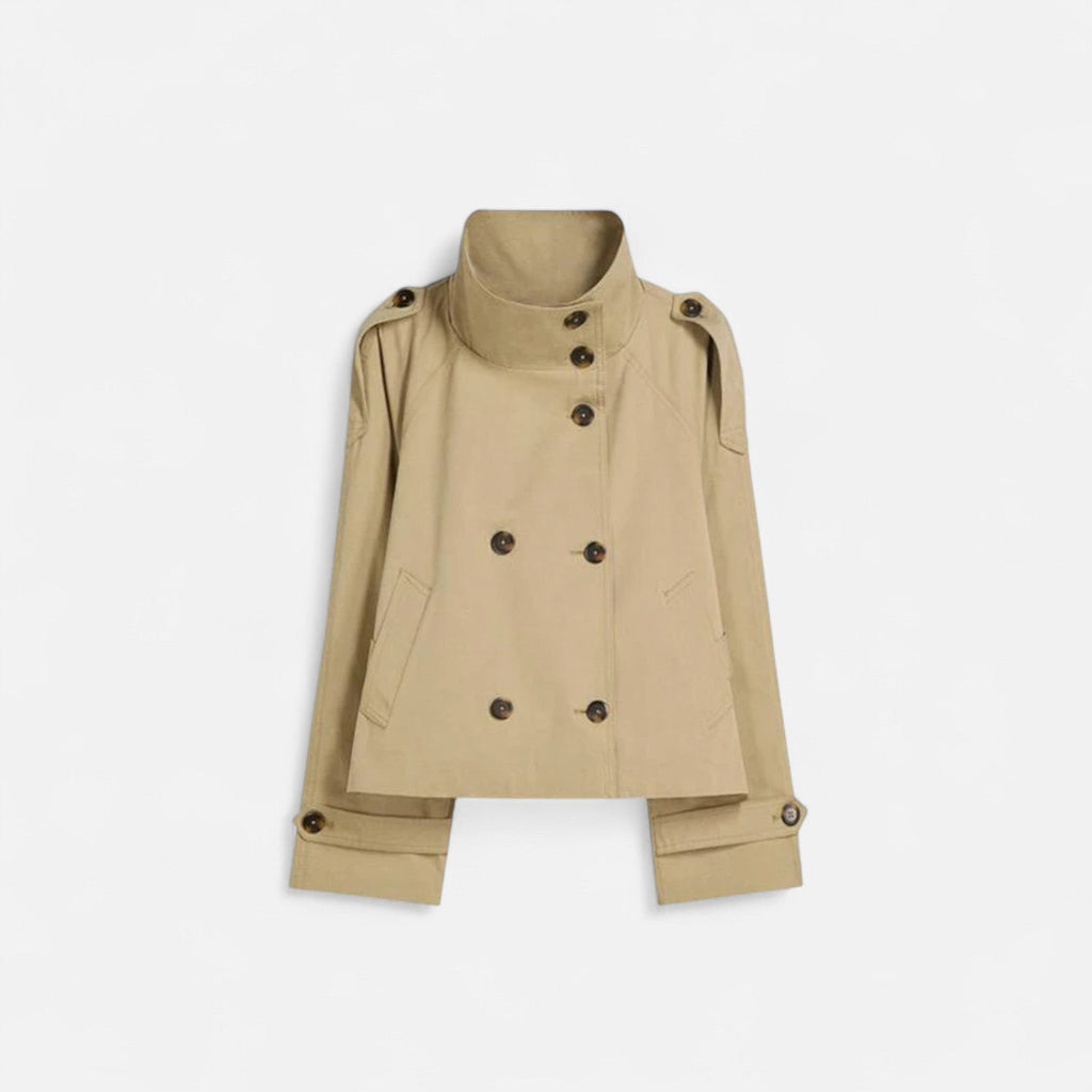 Women's Short Double-Breasted Belted Trench Coat